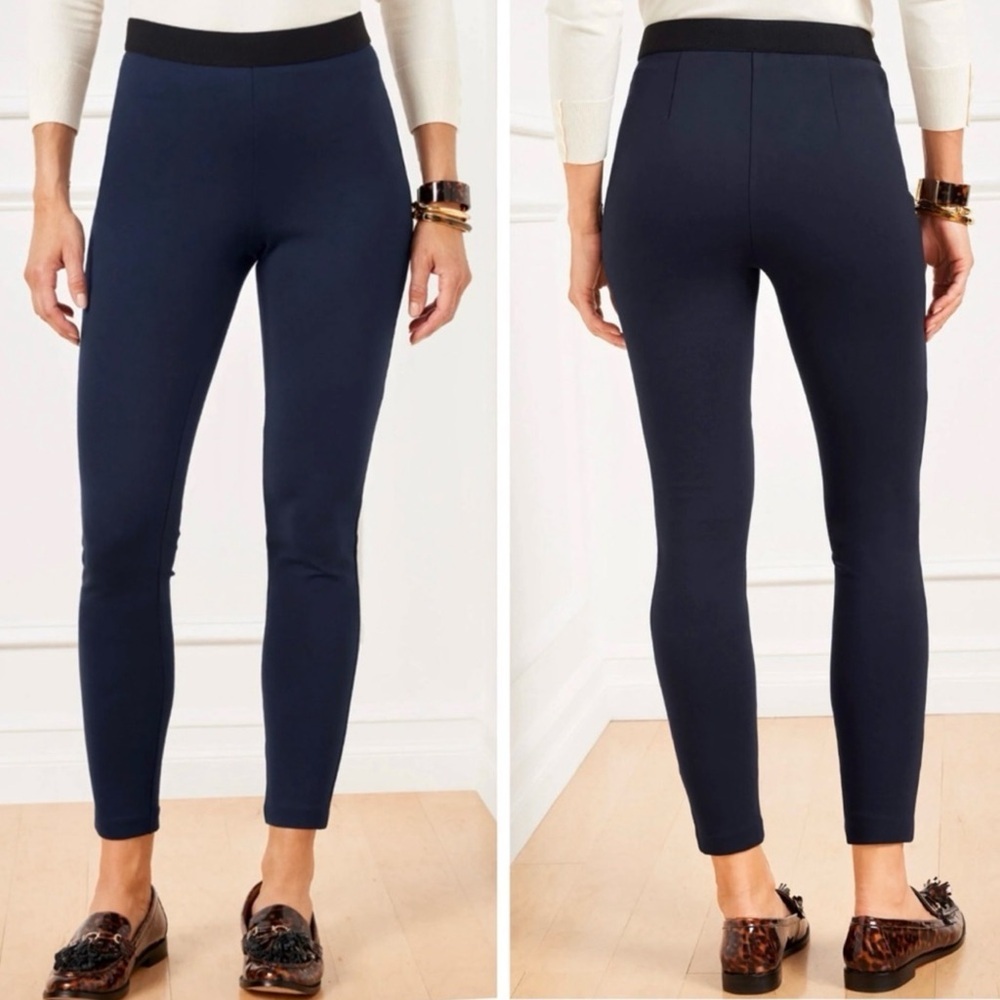 Talbots Soho Ankle Pant Blue Size 14 NWT Pull On‎ Stretch Ponte Office Weekend